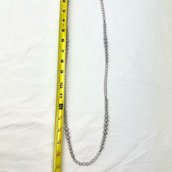 Pewter Chain Necklace w/ Metallic Beads | Brushed Silvertone | LOFT - Picture 9 of 10